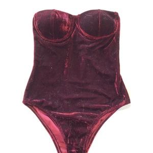Velvet strapless bodysuit